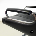 Poltrone da ufficio in acciaio e pelle nera, 1970 ca.