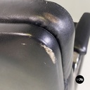 Poltrone da ufficio in acciaio e pelle nera, 1970 ca.