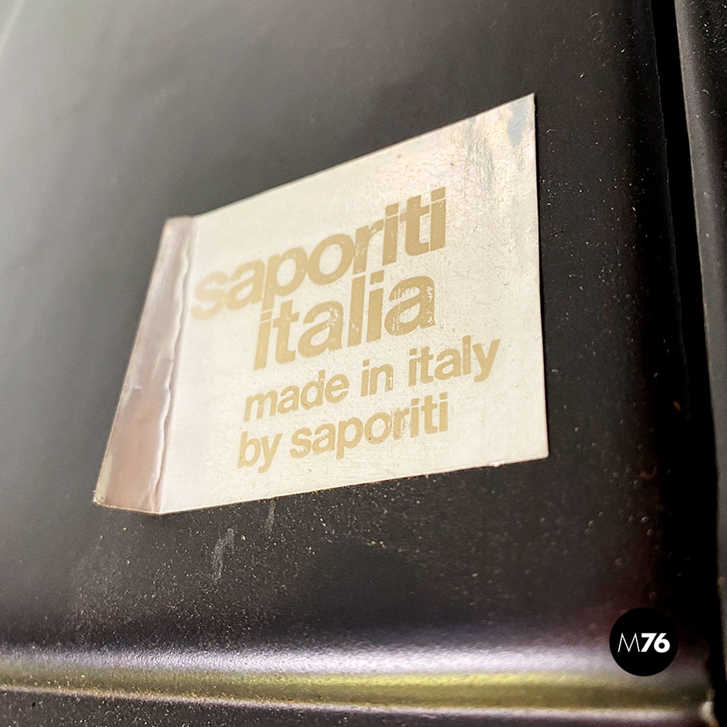 Poltrone da ufficio in acciaio e pelle nera, 1970 ca.