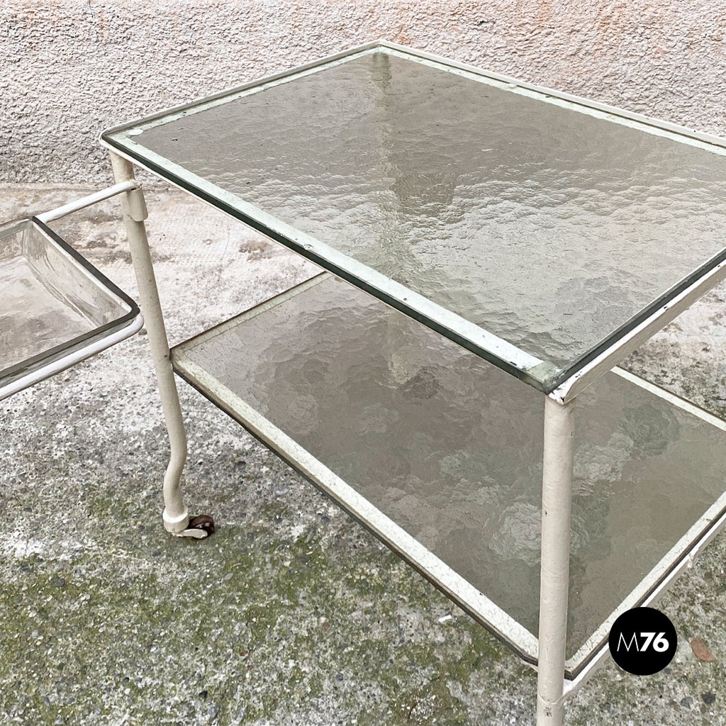 Carrello da laboratorio in vetro e metallo, 1940 ca.