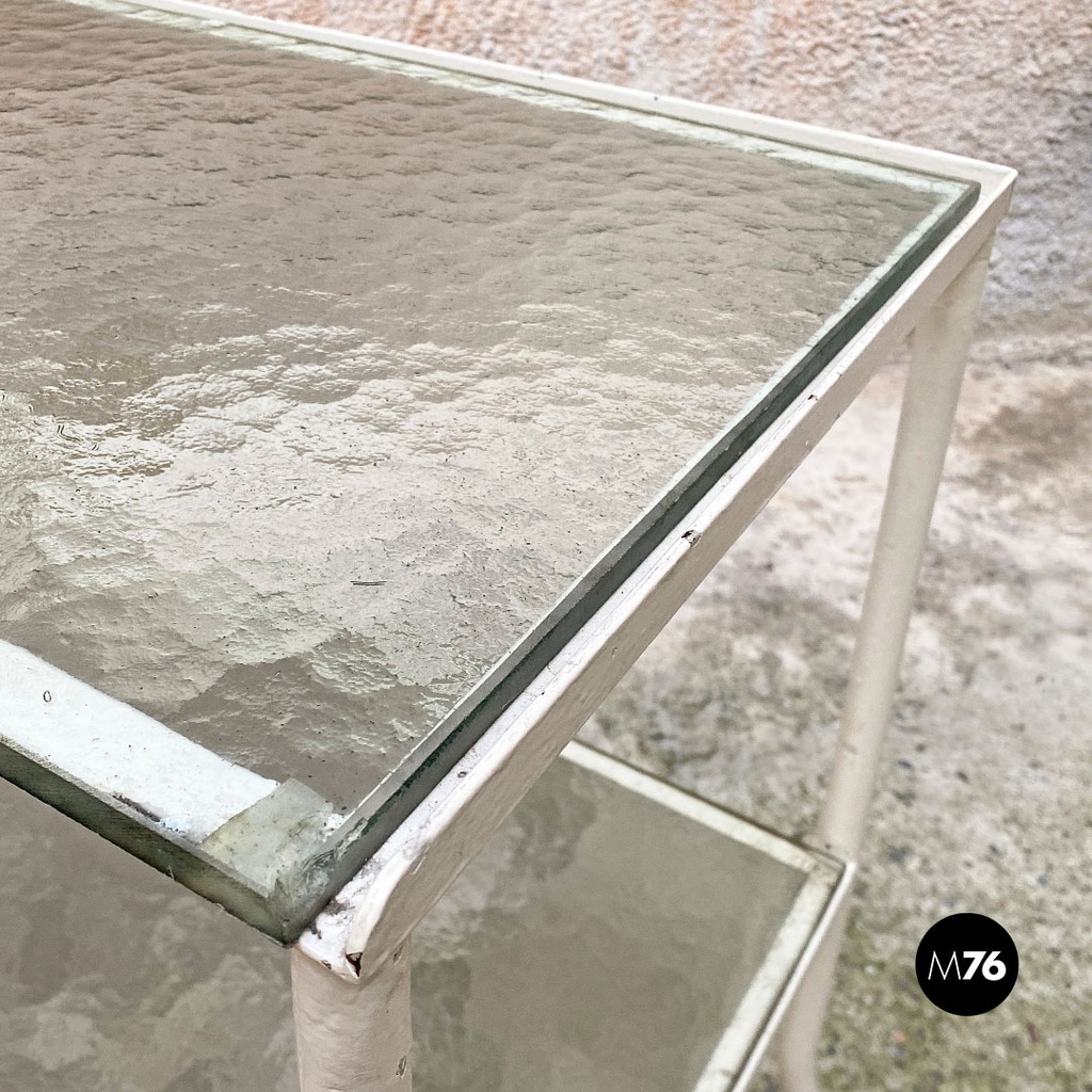 Carrello da laboratorio in vetro e metallo, 1940 ca.