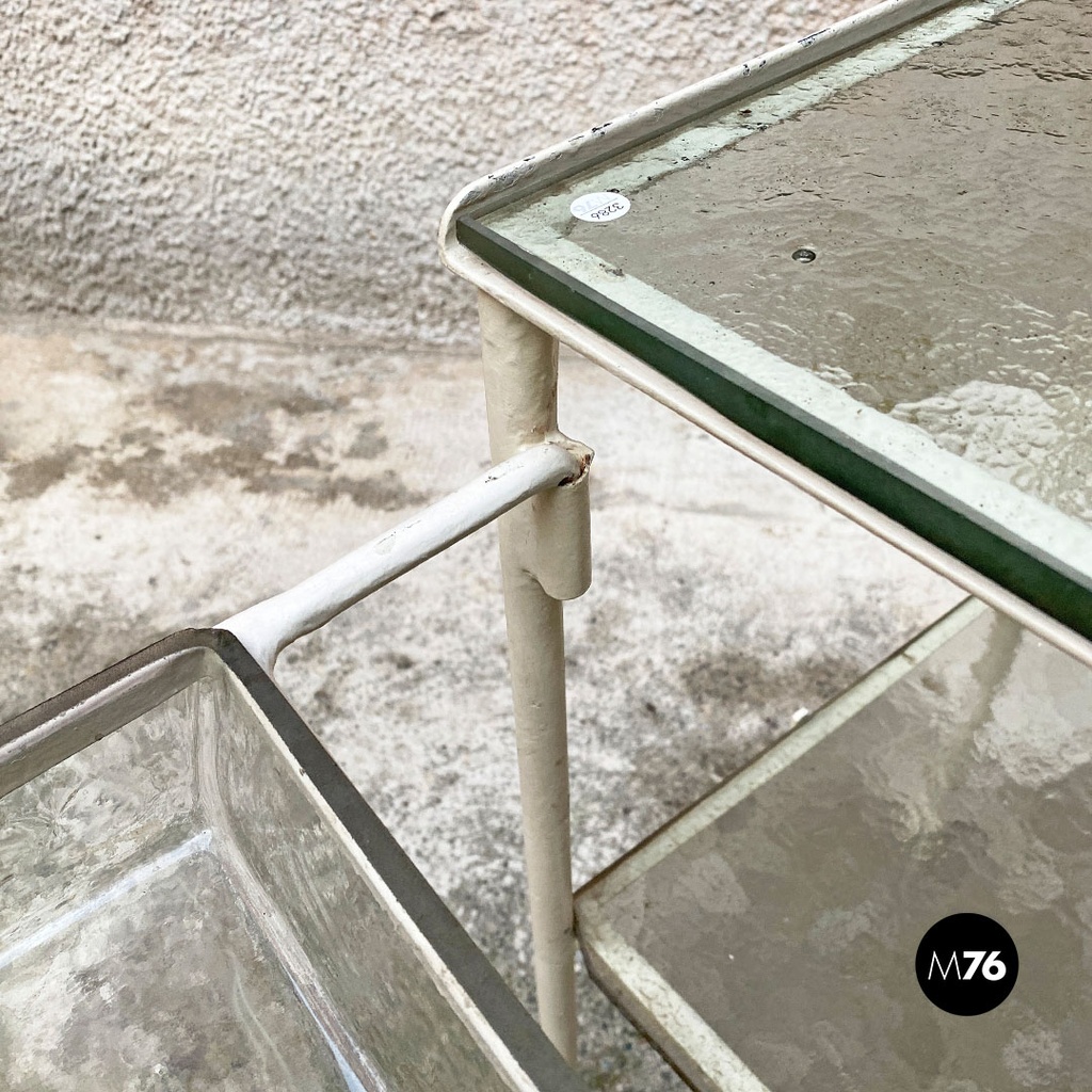 Carrello da laboratorio in vetro e metallo, 1940 ca.