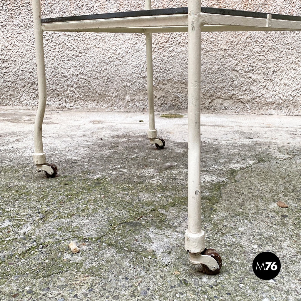 Carrello da laboratorio in vetro e metallo, 1940 ca.