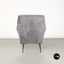 Poltrona in tessuto grigio e metallo, 1960 ca.