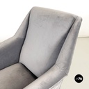 Poltrona in tessuto grigio e metallo, 1960 ca.
