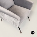 Poltrona in tessuto grigio e metallo, 1960 ca.