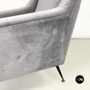 Poltrona in tessuto grigio e metallo, 1960 ca.