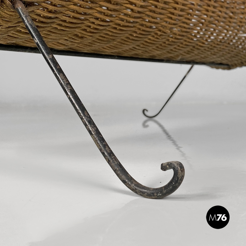 Portariviste in rattan e metallo, 1970 ca. 