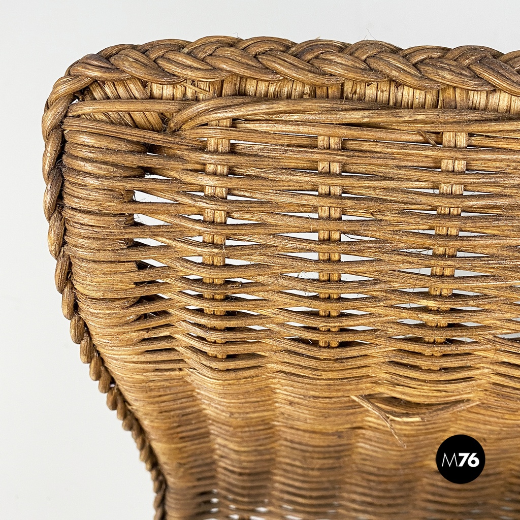 Portariviste in rattan e metallo, 1970 ca. 