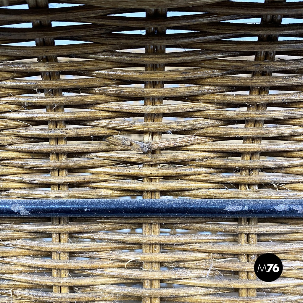 Portariviste in rattan e metallo, 1970 ca. 