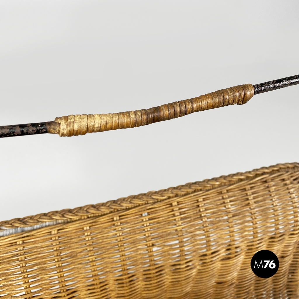 Portariviste in rattan e metallo, 1970 ca. 