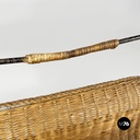 Portariviste in rattan e metallo, 1970 ca. 