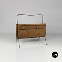 Portariviste in rattan e metallo, 1970 ca. 