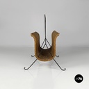 Portariviste in rattan e metallo, 1970 ca. 