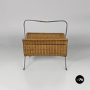 Portariviste in rattan e metallo, 1970 ca. 