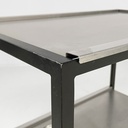 Carrello in acciaio e metallo nero, 1980 ca.