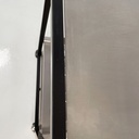 Carrello in acciaio e metallo nero, 1980 ca.