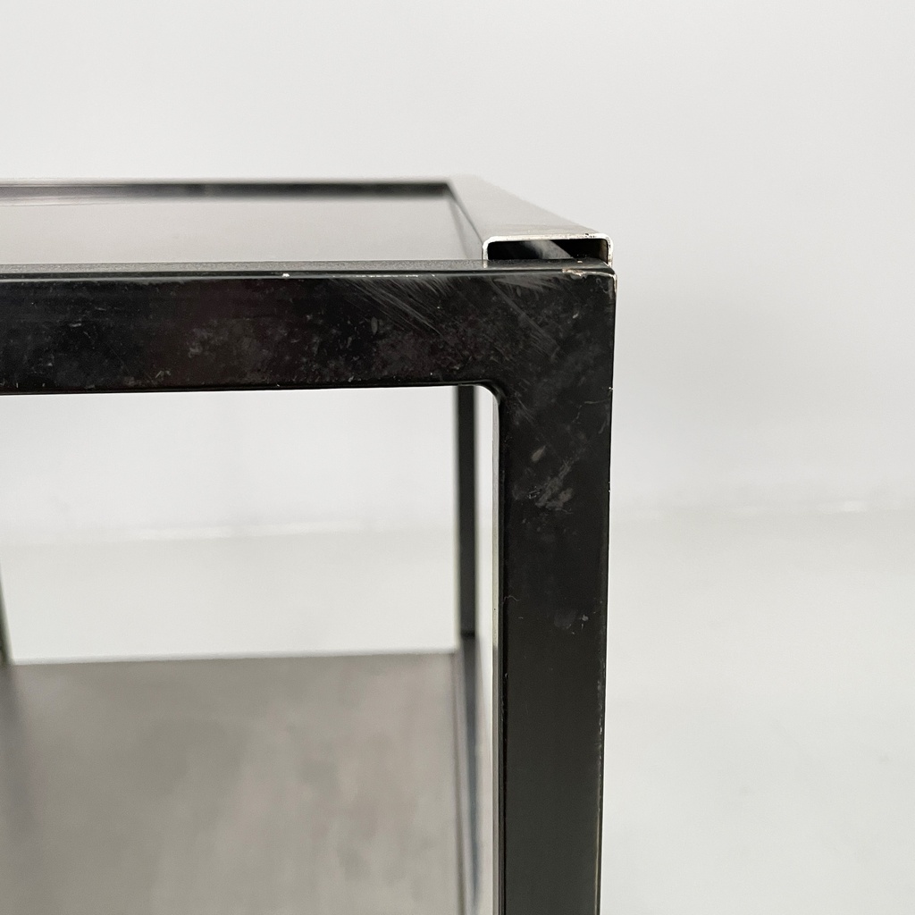 Carrello in acciaio e metallo nero, 1980 ca.