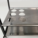 Carrello in acciaio e metallo nero, 1980 ca.