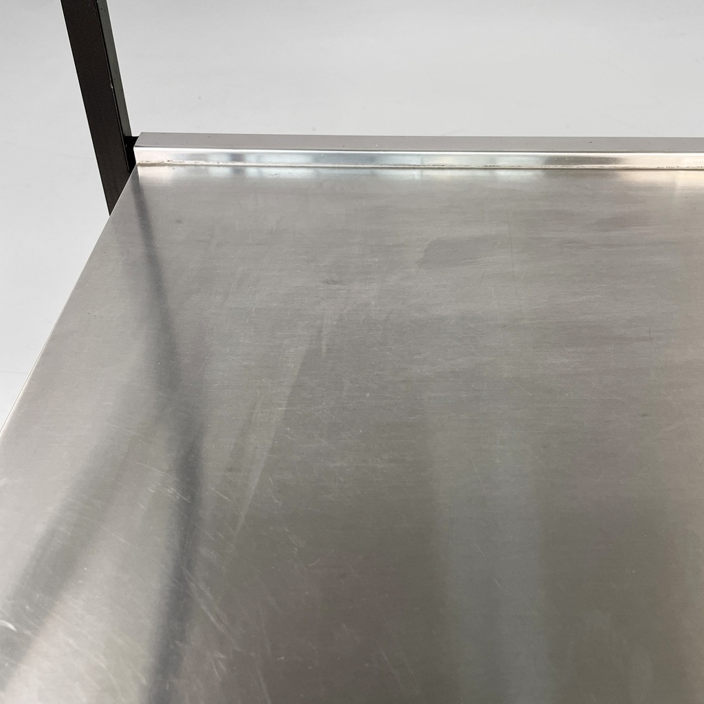 Carrello in acciaio e metallo nero, 1980 ca.