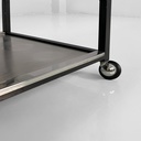 Carrello in acciaio e metallo nero, 1980 ca.