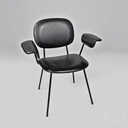 Sedia con braccioli in finta pelle nera, 1960 ca. 