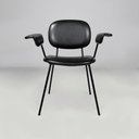 Sedia con braccioli in finta pelle nera, 1960 ca. 