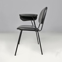 Sedia con braccioli in finta pelle nera, 1960 ca. 