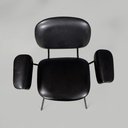 Sedia con braccioli in finta pelle nera, 1960 ca. 