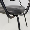 Sedia con braccioli in finta pelle nera, 1960 ca. 