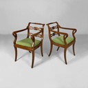 Poltrone in tessuto verde e legno, 1930 ca.