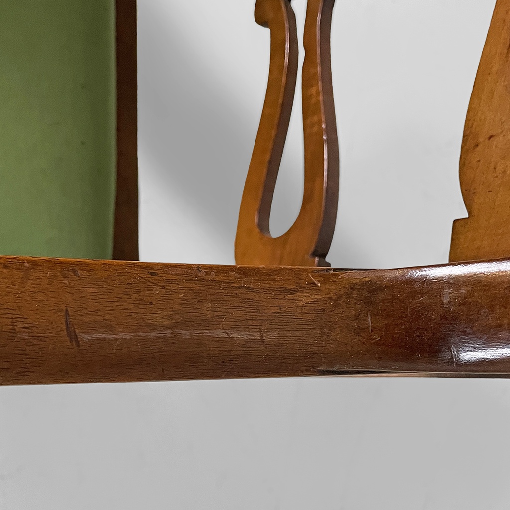 Poltrone in tessuto verde e legno, 1930 ca.