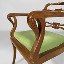 Poltrone in tessuto verde e legno, 1930 ca.