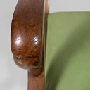 Poltrone in tessuto verde e legno, 1930 ca.