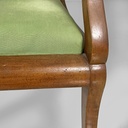 Poltrone in tessuto verde e legno, 1930 ca.