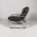 Poltrone in metallo e similpelle nera, 1970 ca.