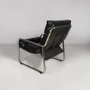 Poltrone in metallo e similpelle nera, 1970 ca.