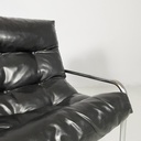 Poltrone in metallo e similpelle nera, 1970 ca.