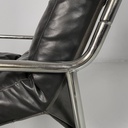 Poltrone in metallo e similpelle nera, 1970 ca.