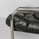 Poltrone in metallo e similpelle nera, 1970 ca.