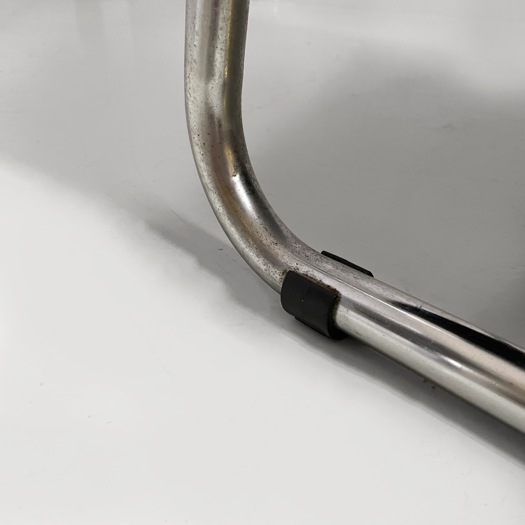 Poltrone in metallo e similpelle nera, 1970 ca.