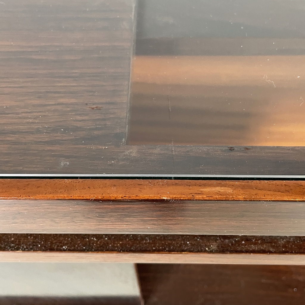 Scrivania in legno e vetro, 1940 ca.