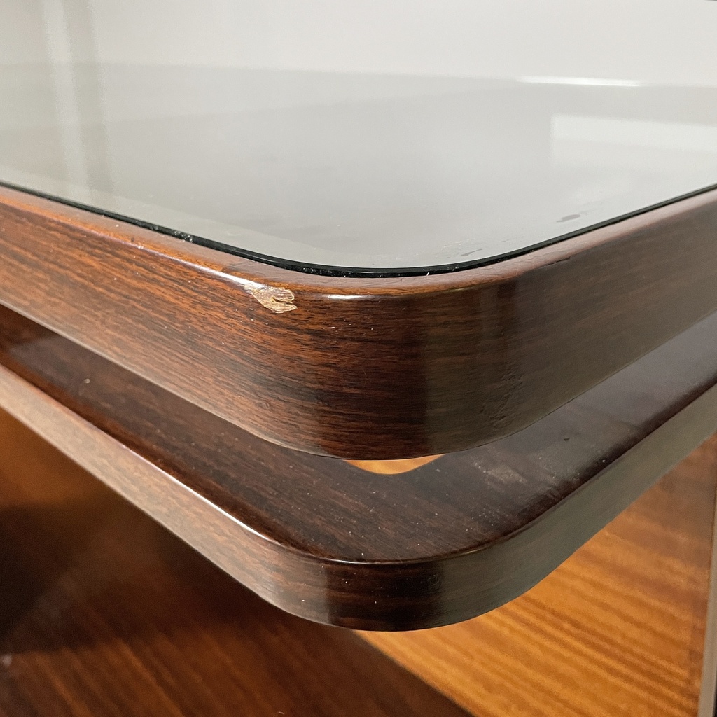 Scrivania in legno e vetro, 1940 ca.