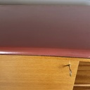 Sideboard in legno, vetro e pelle rossa, 1960 ca.