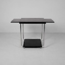 Carrello in legno nero, vetro e acciaio, 1930 ca.