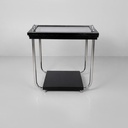 Carrello in legno nero, vetro e acciaio, 1930 ca.