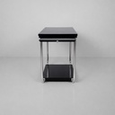 Carrello in legno nero, vetro e acciaio, 1930 ca.