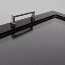 Carrello in legno nero, vetro e acciaio, 1930 ca.