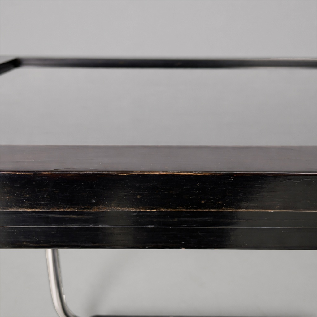 Carrello in legno nero, vetro e acciaio, 1930 ca.