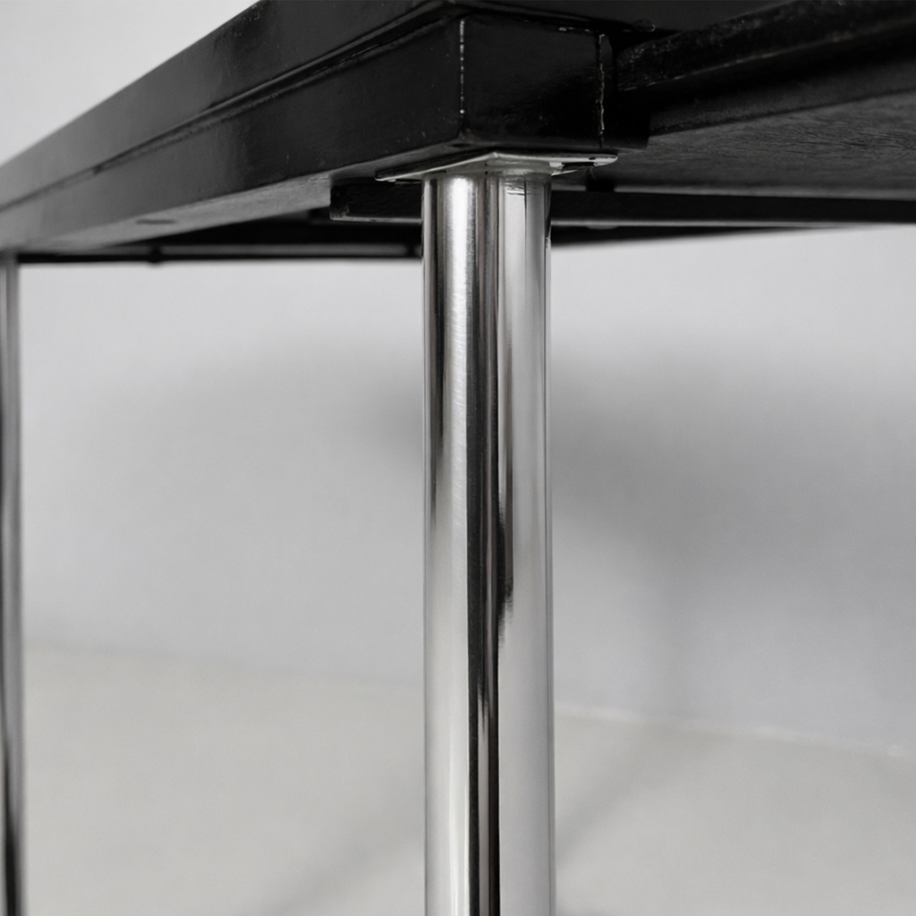 Carrello in legno nero, vetro e acciaio, 1930 ca.